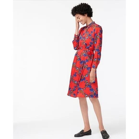 J. Crew Dresses & Skirts - J. Crew Collection Size 4 A-line Shirtdress In Lattice‎ Floral Long Sleeve